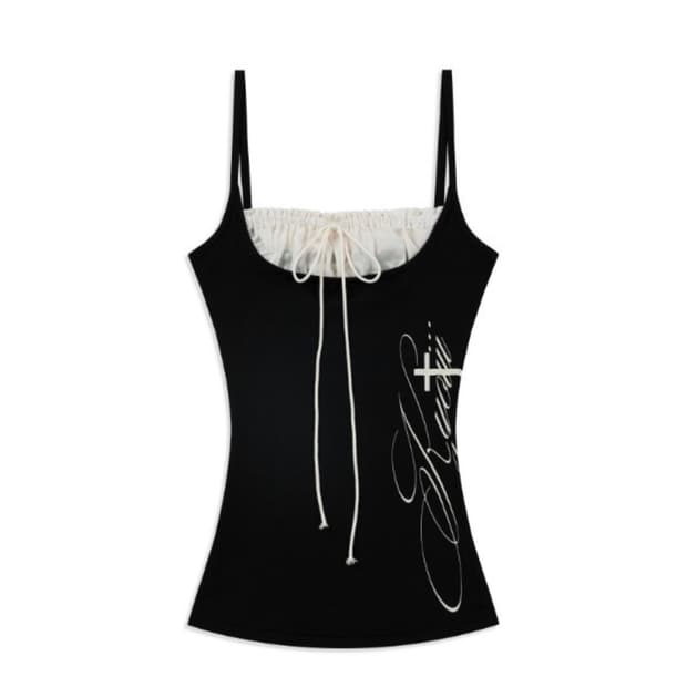 쿄이 STRING SHIRRING SLEEVELESS(BLACK)