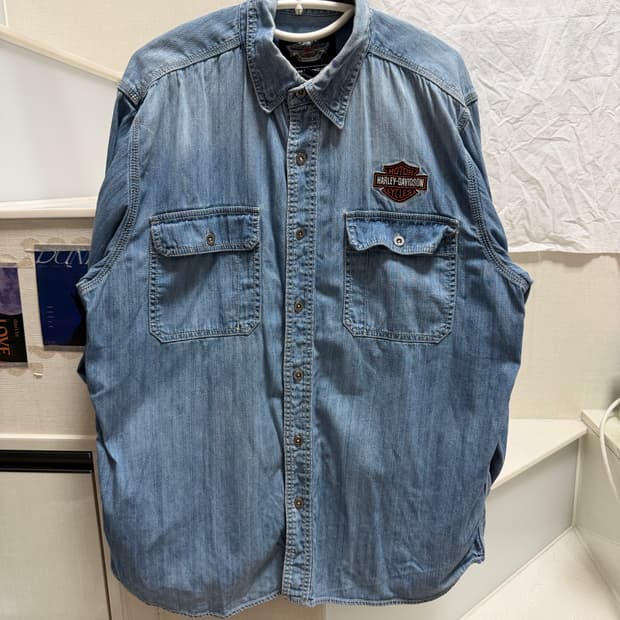 할리데이비슨 중청 패치 데님 셔츠