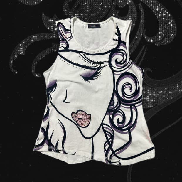 Y2K purple girl printing sleeveless