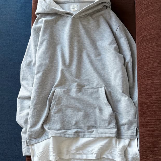 Design fake layered hooded sweat P/O