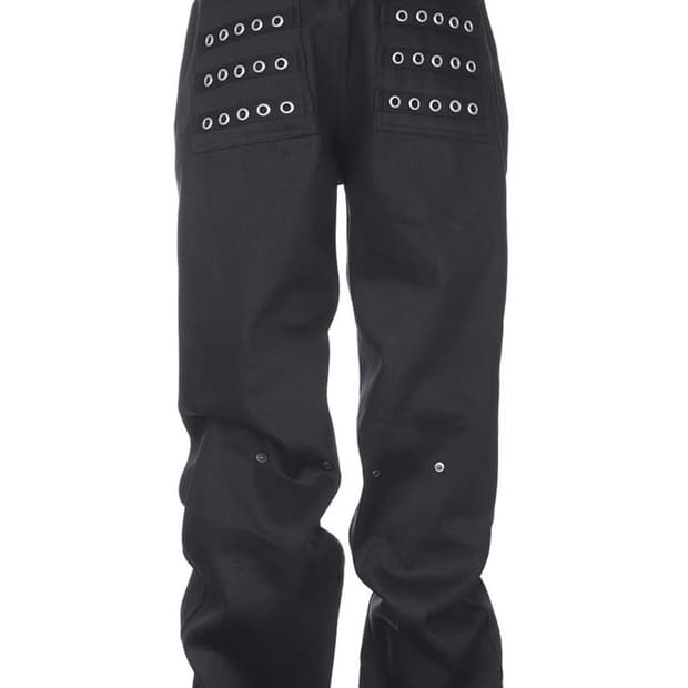 Baccess Eyelet Button Black Jeans 
