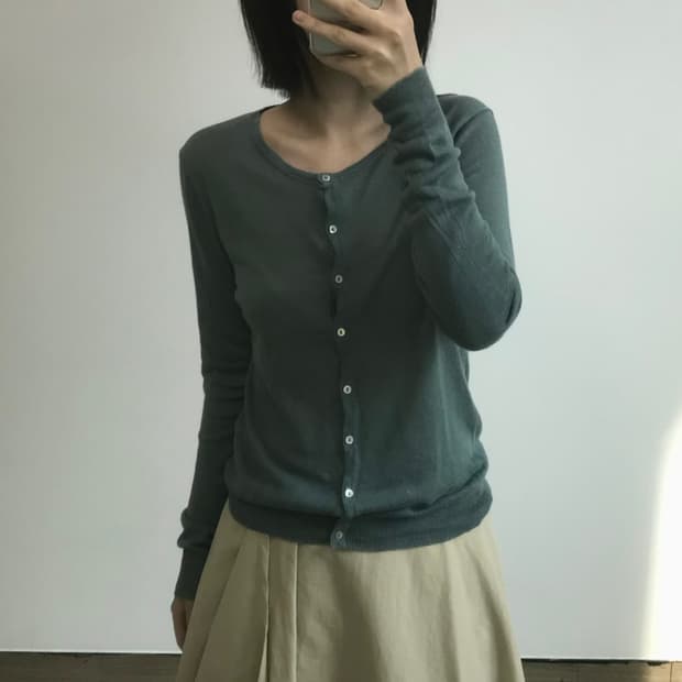 빈티지 라운드넥 가디건