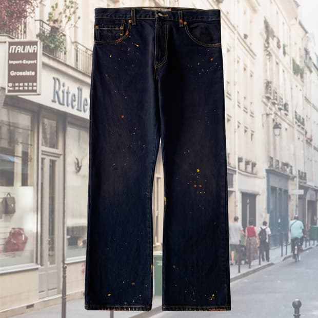 리바이스 517 다잉 페인팅 블랙 데님 팬츠