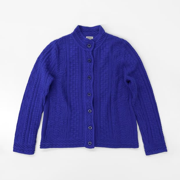 빈티지 엘엘빈 퍼플 블루 코튼 니트 가디건