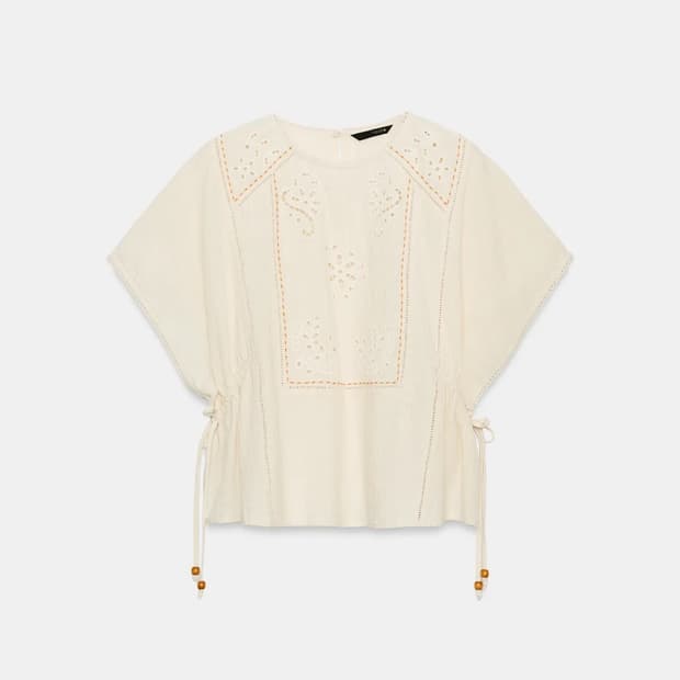 ZARA 자수 옆면 스트링 탑