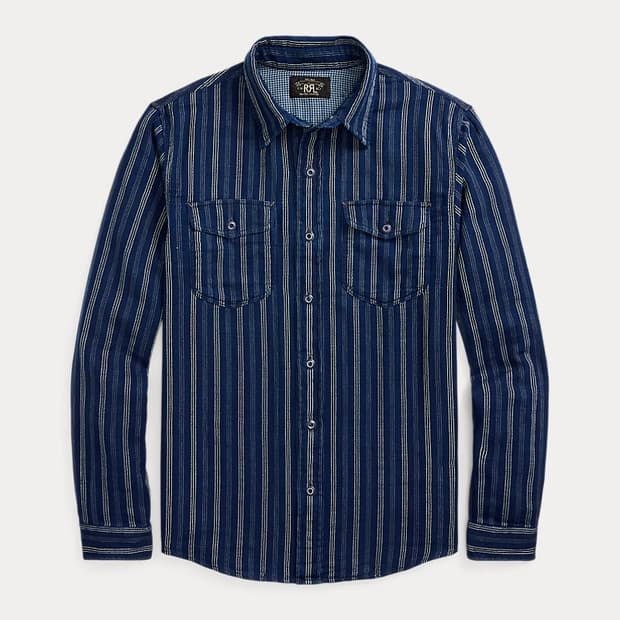 RRL 더블페이스 와바시 자수 워크 셔츠 S