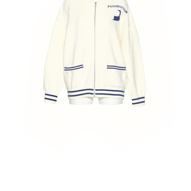 IVORY LOGO ZIP UP CARDIGAN 집업 가디건