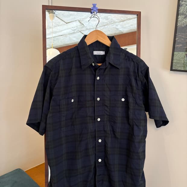 나나미카 네이비 체크 윈드셔츠