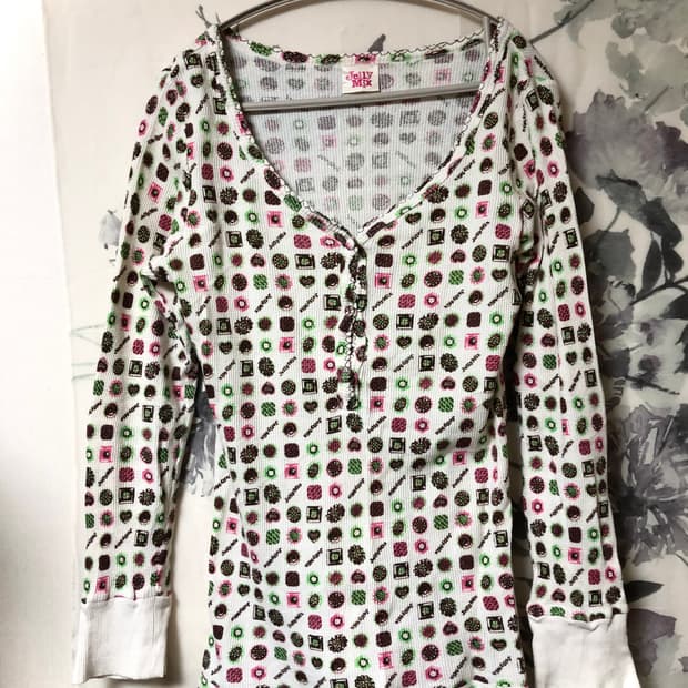 빈티지 젤리믹스 갸루 패턴 긴팔 롱슬리브