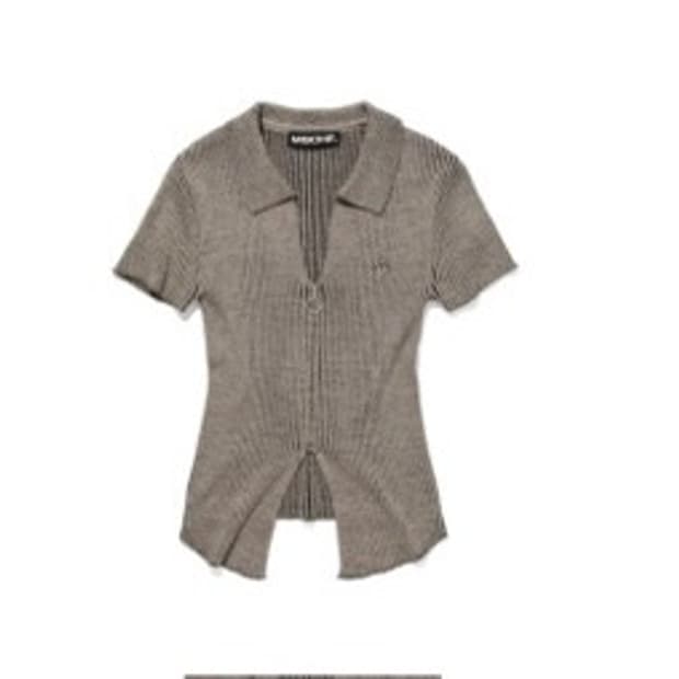 미스치프 니트 투톤 반팔 베이지/블랙 M