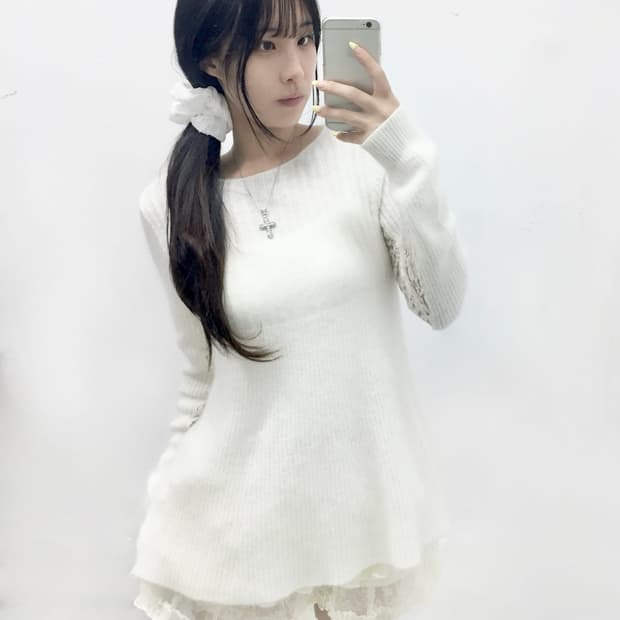 달천깔 히메갸루 레이스 니트