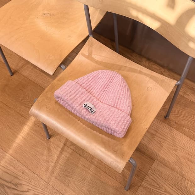 가니 핑크 로고 울 비니 