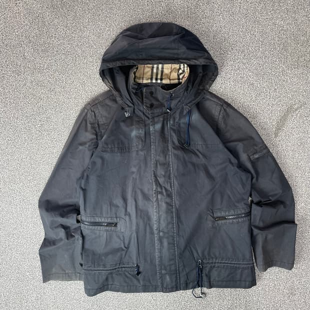 버버리 후드 코트 블랙