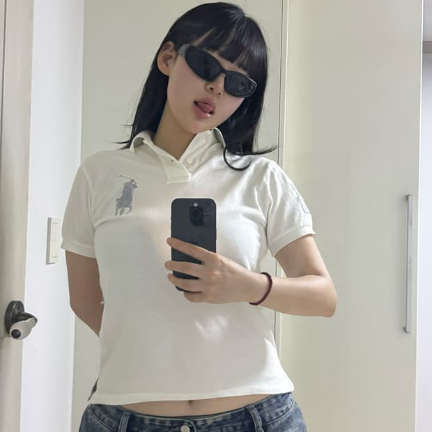 (정품) 빅포니 카라 티셔츠 실버 화이트 3조합 