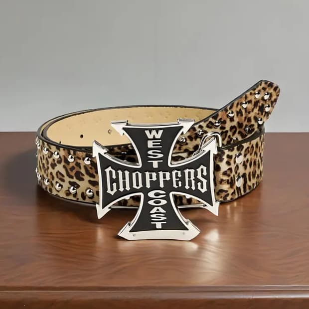 Y2k leopard punk belt