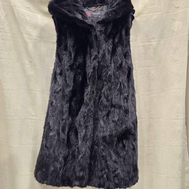 예시카 Yessica 밍크 후드 조끼 롱베스트 66