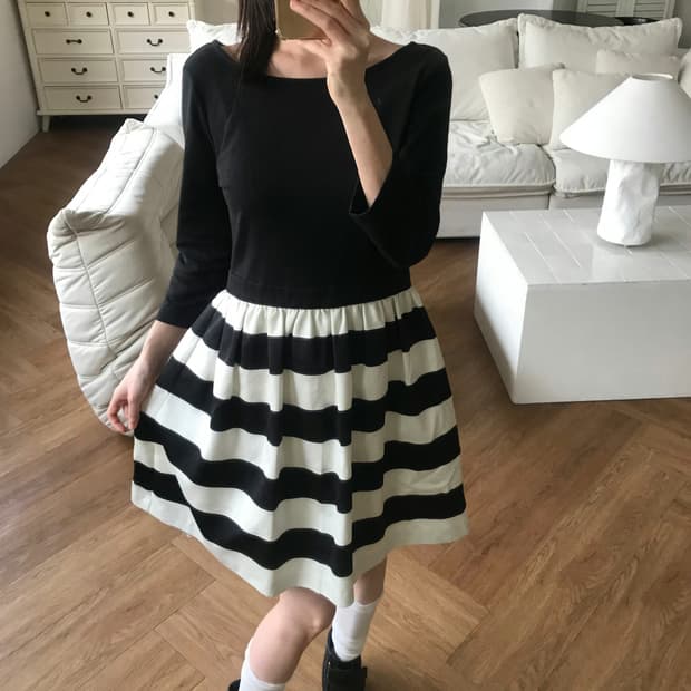 vintage stripe pattern one-piece