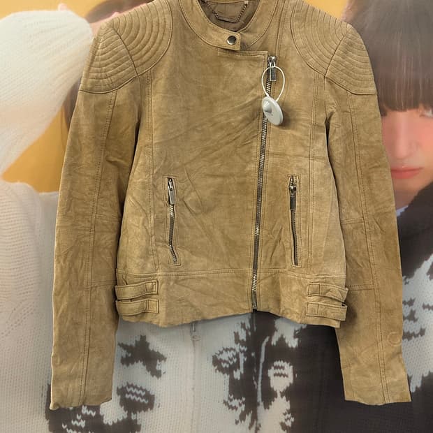 VINTAGE 베이지 라이더자켓