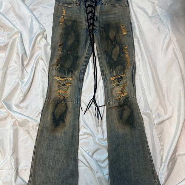 Ifsixwasnine mudmax lace-up flare denim 