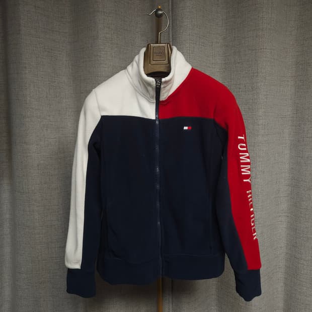 S ) 타미힐피거 여성 빅로고 후리스 집업