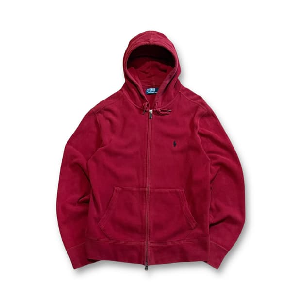 폴로 랄프로렌 버건디 코튼 투웨이 후드집업