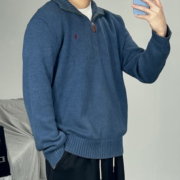 폴로 랄프로렌 버건디 포니 니트 하프집업 M