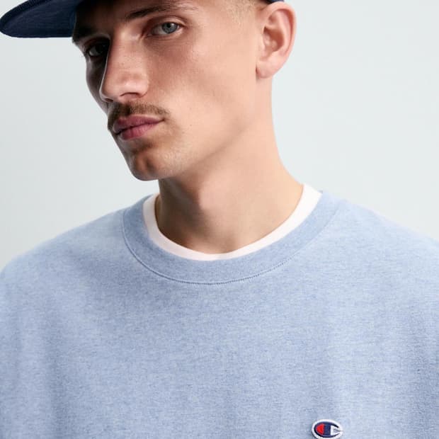 자라 챔피온 박시핏 코튼 패치 반팔 티셔츠 BLUE 