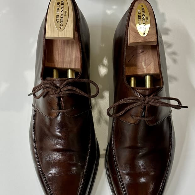 벨루티 브라운 카프스킨 더비 레더 슈즈 8.5 구두