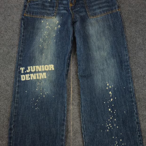 트윈보이즈 스타일 빈티지 워싱 페인팅 데님 팬츠 급처