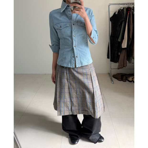 빈티지 7부 슬리브 셔츠자켓