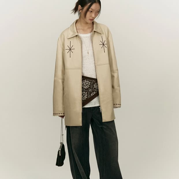BOHEMIAN STITCH HALF COAT PADDING [BEIGE