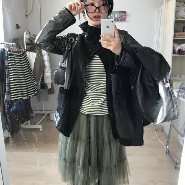 미라이클립 니트 하이넥 코트 가죽 자켓 베스트 차일드매거진