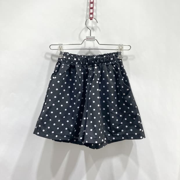 여성 밴딩 땡땡이 반바지 블랙 S 