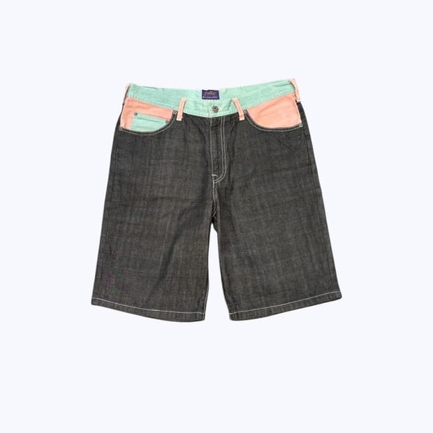 pastel denim shorts