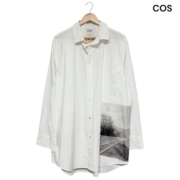 3640 COS 코스 화이트 패턴 롱셔츠