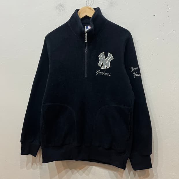 유니클로 MLB 뉴욕양키즈 반집업 풀오버 후리스 네이비