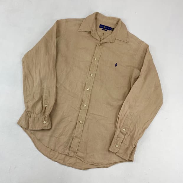 폴로 신형 베이지 린넨 미니멀 셔츠 (100)
