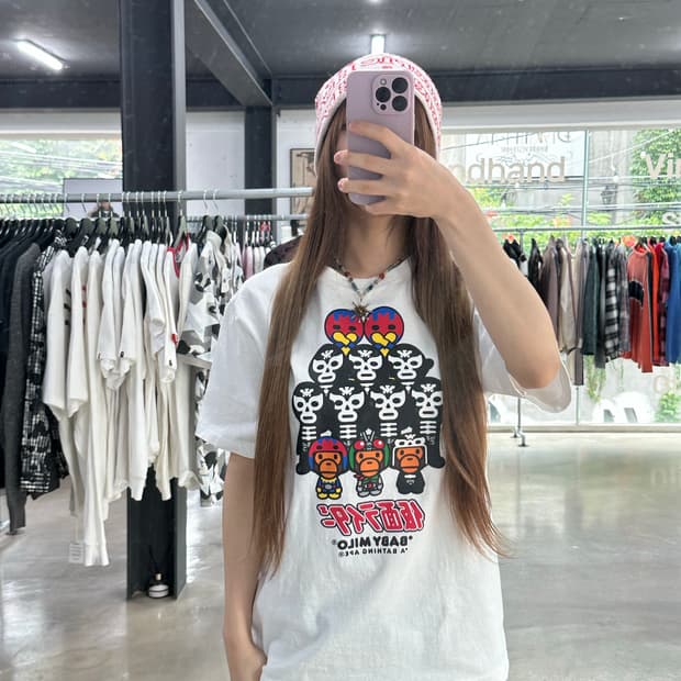 베이프 가면라이더 프린팅 반팔티셔츠