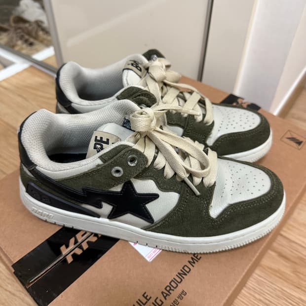 베이프 sk8 스타 로우 올리브