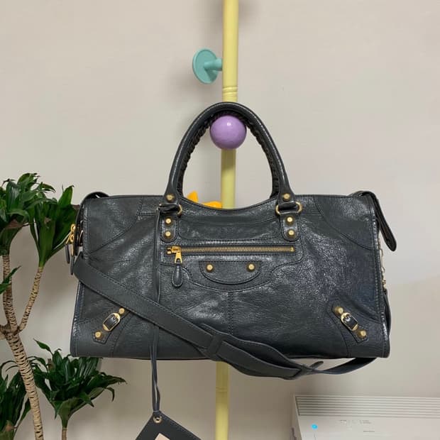 발렌시아가 클래식 모터백 스톤그레이 L