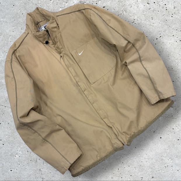 [2XL] 나이키 베이지 누빔 안감 사이드라인 워크 자켓 D542