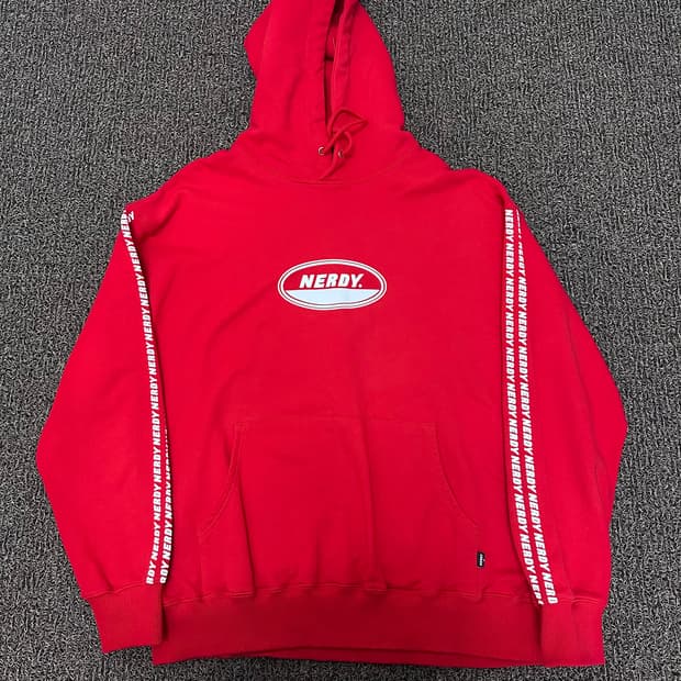 NERDY 널디 후드티셔츠 레드 L