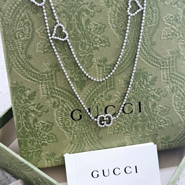 [희귀템] 구찌 925 하트 볼체인 롱 목걸이 90cm [정품/풀박스]