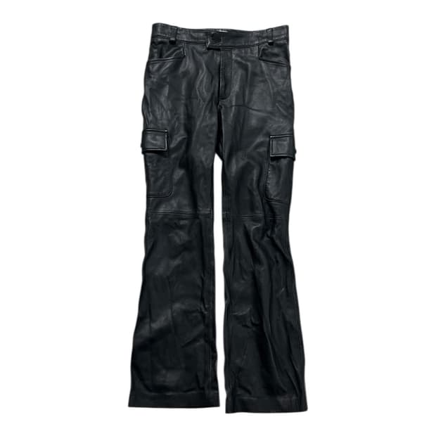 ayadz 아야즈 스튜디오 블랙 레더 부츠컷 카고 팬츠