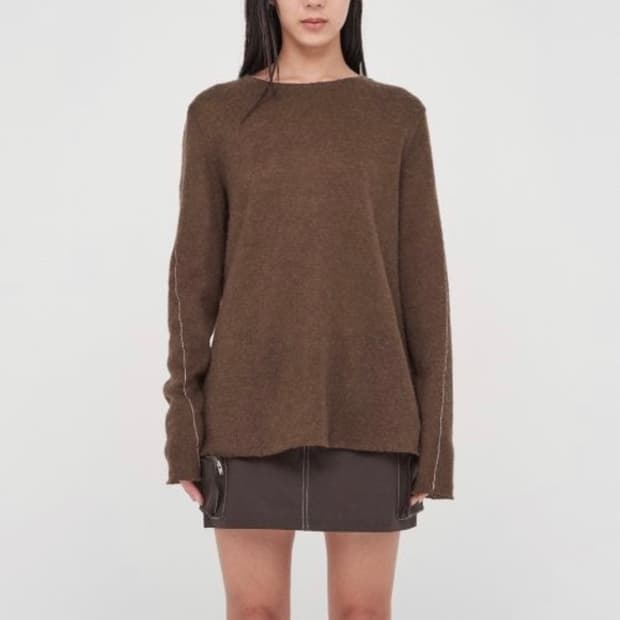 마뗑킴 스티치 니트 브라운