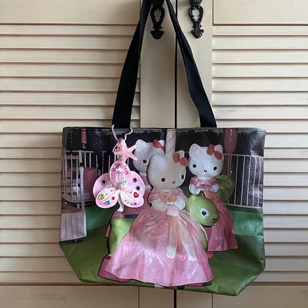 일본빈티지 헬로키티 타포린백 숄더백 보부상 가방 산리오 산엑스 고전