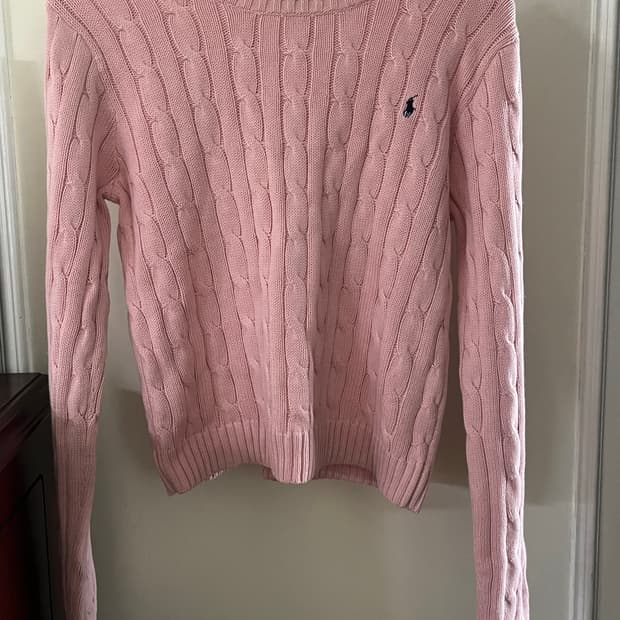 폴로 케이블 니트 핑크