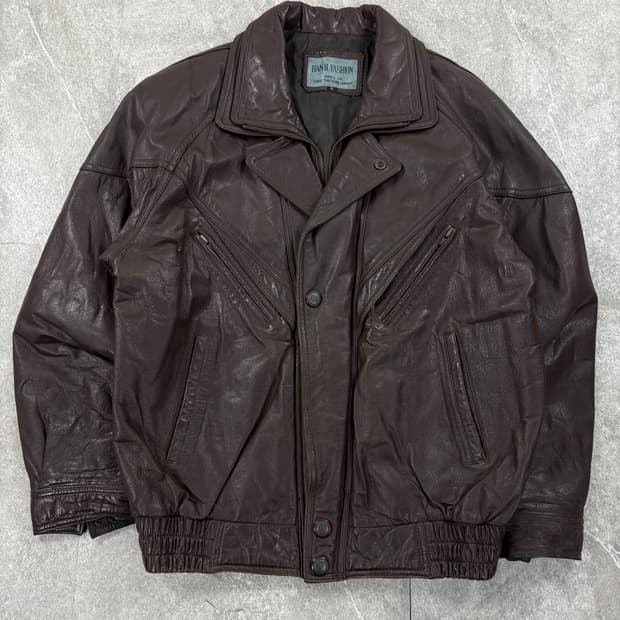 Vintage Leather Bomber Jacket   