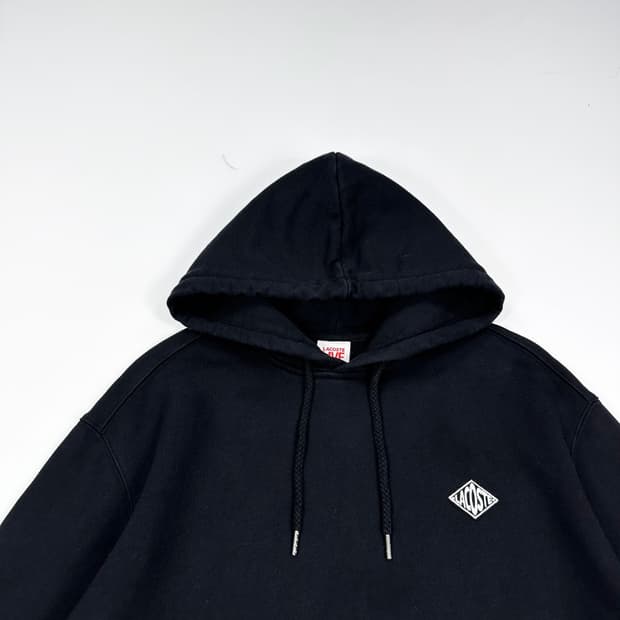 라코스테 이니셜 로고 블랙 후드티 (L)