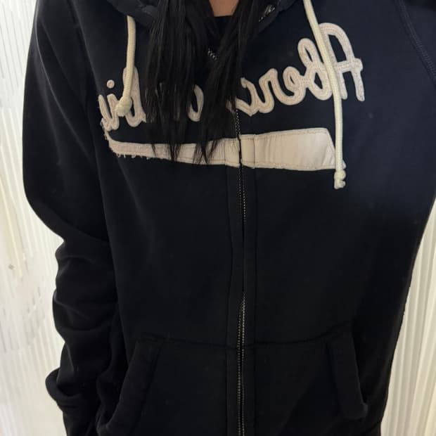 아베크롬비 블랙 후드집업 L